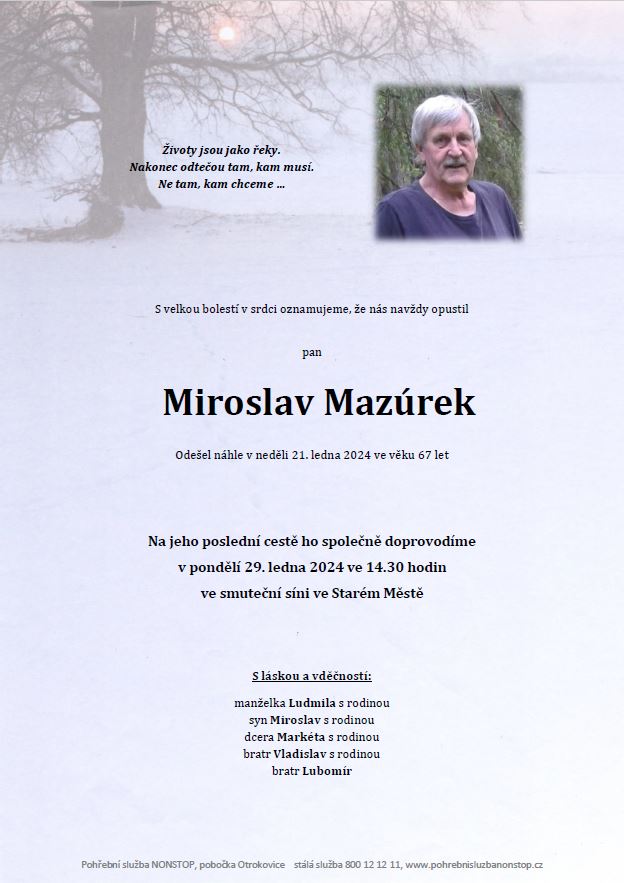Smuteční oznámení - Mazúrek Miroslav